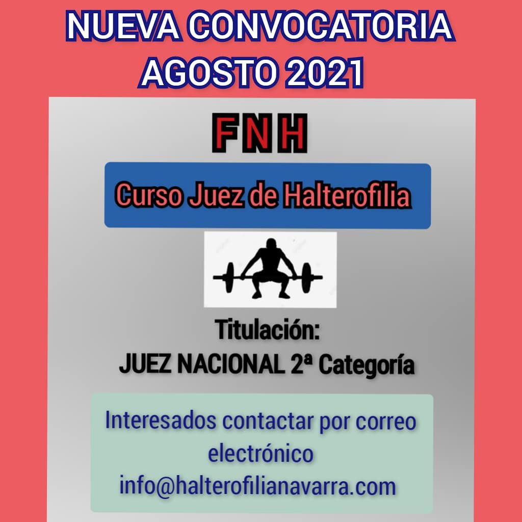 Convocatoria Curso Juez de Halterofilia